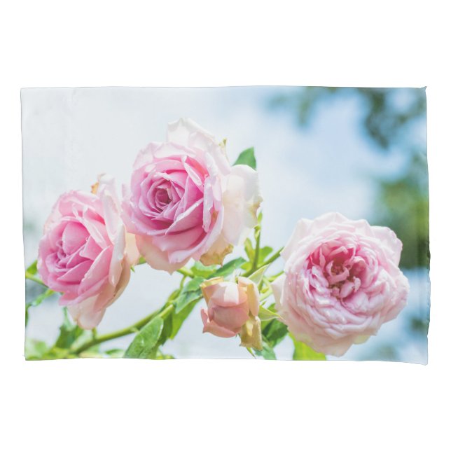Pink rose flower pillowcase (Front)