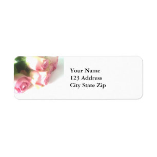 Pink rose flower return address labels