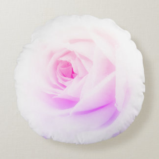 Pink rose flower round cushion