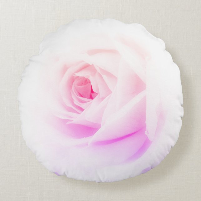Pink rose flower round cushion (Front)