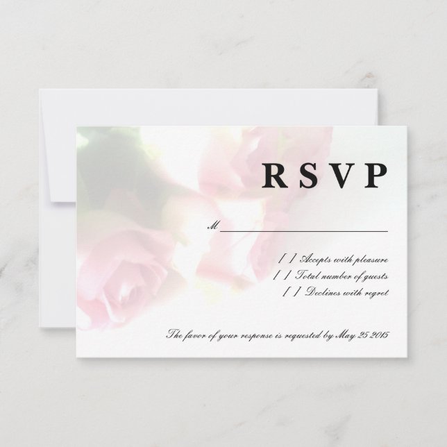 Pink rose flower RSVP wedding cards (Front)