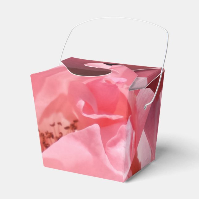 Pink Rose Flower Take Out Favour Box (Front Side)