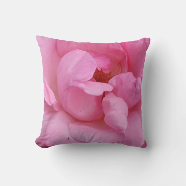 Pink rose flower throw pillow (Front)