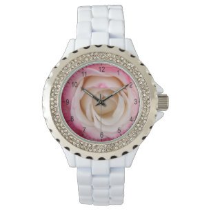 Pink rose flower watch