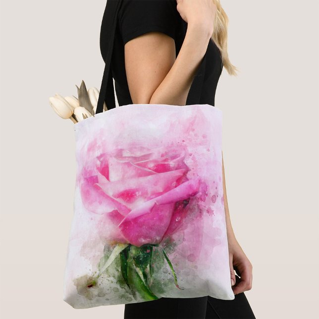 Pink Rose flower watercolor - wb Tote Bag (Creator Uploaded)