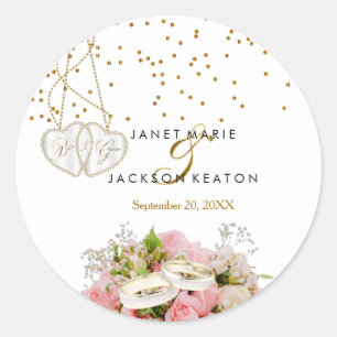 Pink Rose Flower  - Wedding Classic Round Sticker