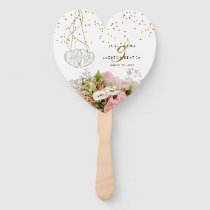 Pink Rose Flower Wedding Hand Fan