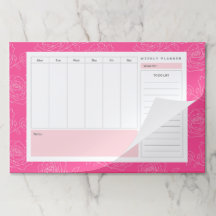 Pink Rose Flower Weekly Planner and to-do List