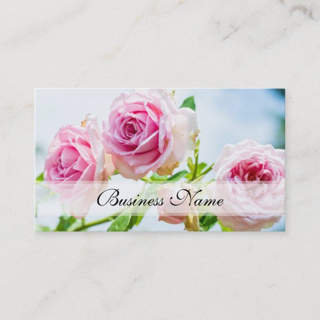 Pink rose flowers business card (Front)