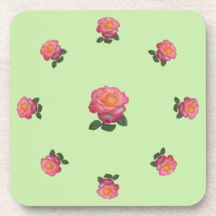 Pink Rose Flowers Coaster