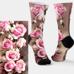 Pink Rose Flowers, Floral  Socks<br><div class="desc">Pink Roses - - Images are mirrored for symmetry when being worn - - See my store for more great designs</div>