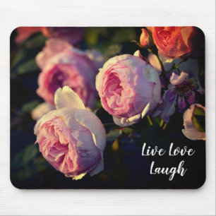 Pink Rose Flowers From the Garden Mouse Mat