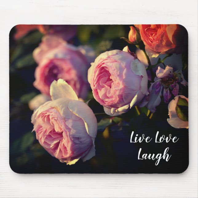 Pink Rose Flowers From the Garden Mouse Mat (Front)