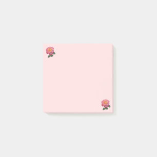 Pink Rose Flowers on Pink Post-it Notes