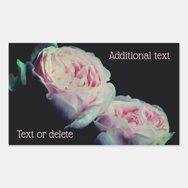 Pink Rose Flowers Personalised Rectangular Sticker (Front)