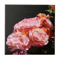 Pink Rose Flowers Tile Ceranic Art Keepsake box