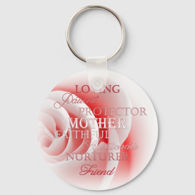 Pink Rose for Mum Key Ring (Front)