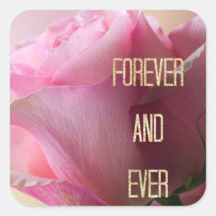 Pink Rose Forever Wedding Envelope Seal Stickers