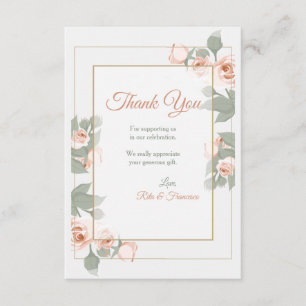 Pink Rose Frame Thank You Card
