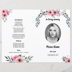 PINK ROSE   Funeral Program Template