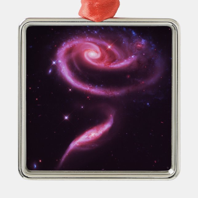 Pink Rose Galaxies Metal Tree Decoration (Front)