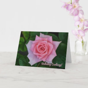 Pink Rose Garden Art Birthday Card