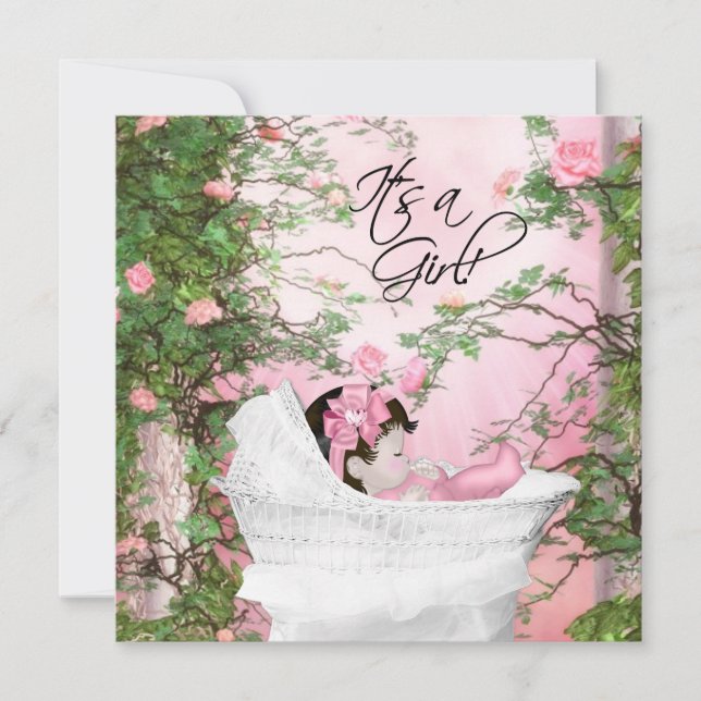 Pink Rose Garden Baby Shower Invitation (Front)