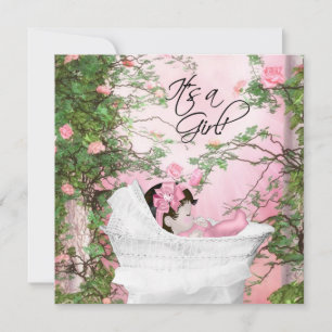 Pink Rose Garden Baby Shower Invitation