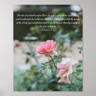 Pink Rose Garden Bible Verse Poster