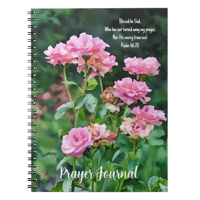 Pink Rose Garden Bible Verse Prayer Journal (Front)