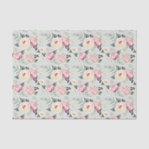 Pink Rose Garden Flower Pattern Tissue Paper