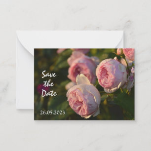 Pink Rose Garden Flower Save the Date Card