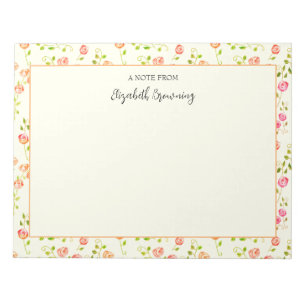 Pink Rose Garden Hand-Illustrated Vintage Inspired Notepad