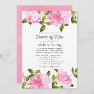 Pink Rose Garden Shower by Mail Invitation