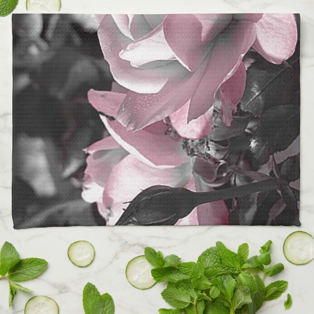 Pink Rose Garden Tea Towel (Folded)