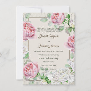 Pink Rose Garden Wedding Invitation