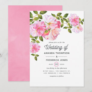 Pink Rose Garden Wedding Invitation