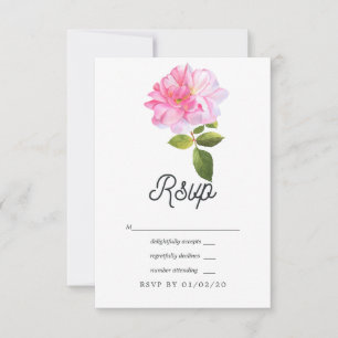 Pink Rose Garden Wedding RSVP Card