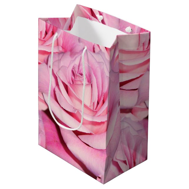 Pink rose gift bag (Front Angled)