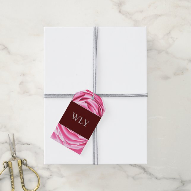 Pink Rose Gift Tag (With Twine)