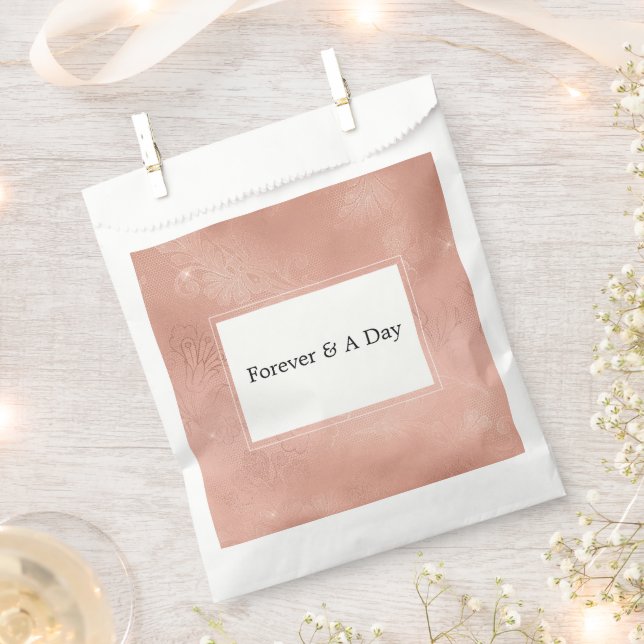 Pink Rose Glam Lace Wedding Favour Bags (Clipped)
