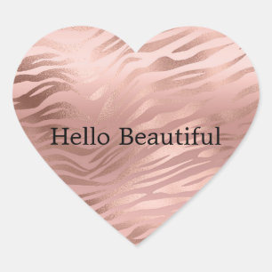 Pink Rose Glam Zebra Heart Sticker