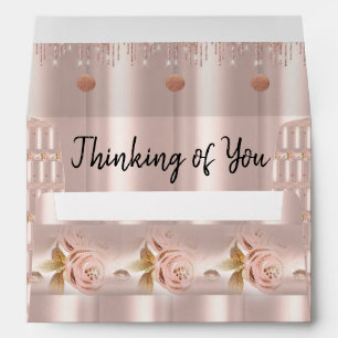Pink Rose Glitter Drip Envelope