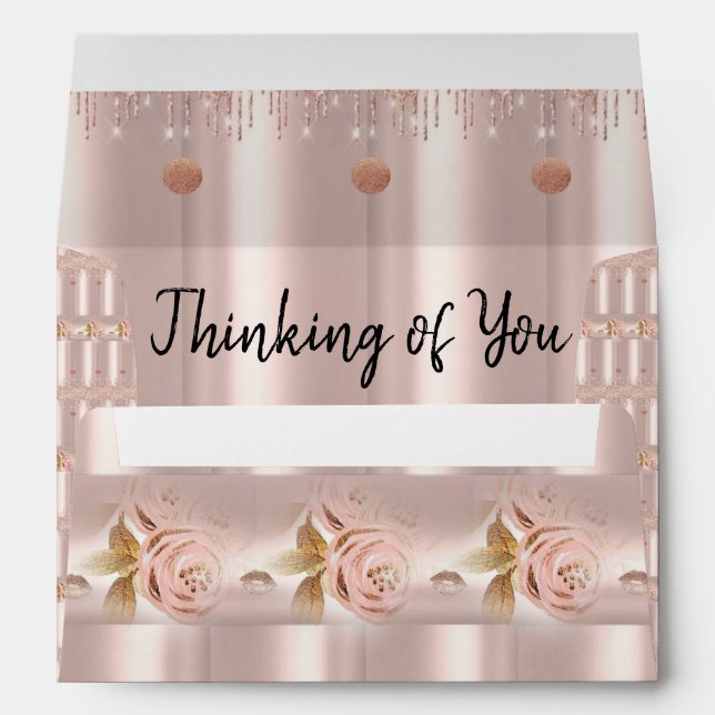 Pink Rose Glitter Drip Envelope (Back (Bottom))