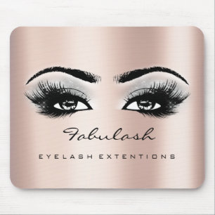 Pink Rose Glitter Name Beauty Lashes Makeup Grey Mouse Mat
