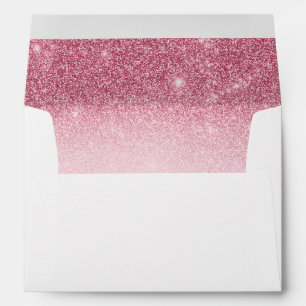 Pink Rose Glitter Ombre Sparkle Envelope Wedding