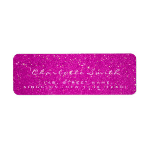 Pink Rose Glitter RSVP Hot Rose Gold Confetti Name
