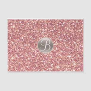 Pink Rose Glitter Sparkle Glam Monogram Initial Tissue Paper