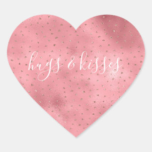 Pink Rose Glitter Sprinkles Heart Sticker