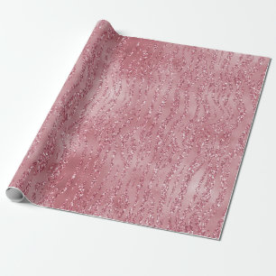 Pink Rose Glitter Zebra Animal       Wrapping Paper